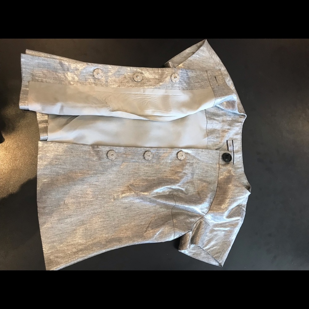 Anne Klein Metallic Silver Professional Top